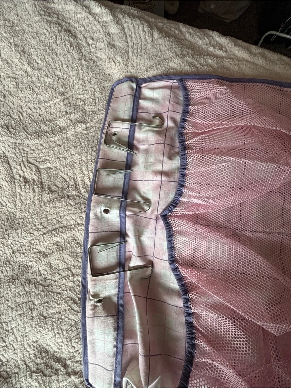 Pink Hanging Over-the-Door Organizer and Shoe Holder with Purple Trim